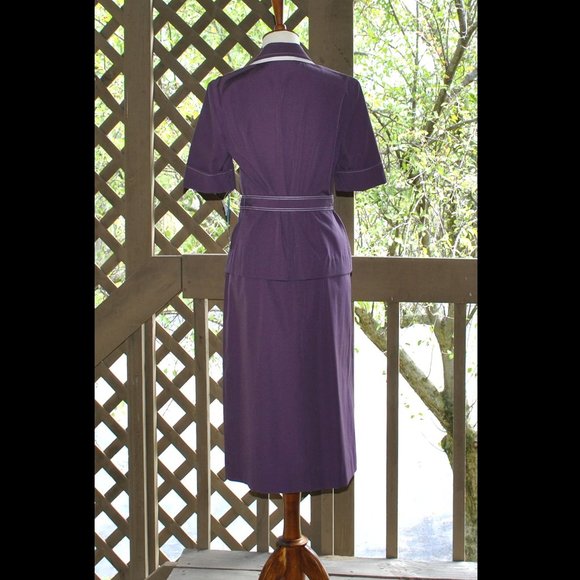 Vintage Leslie Fay Skirt Set Size 8 Purple & White Midi Skirt & Blouse NWT - Picture 2 of 13